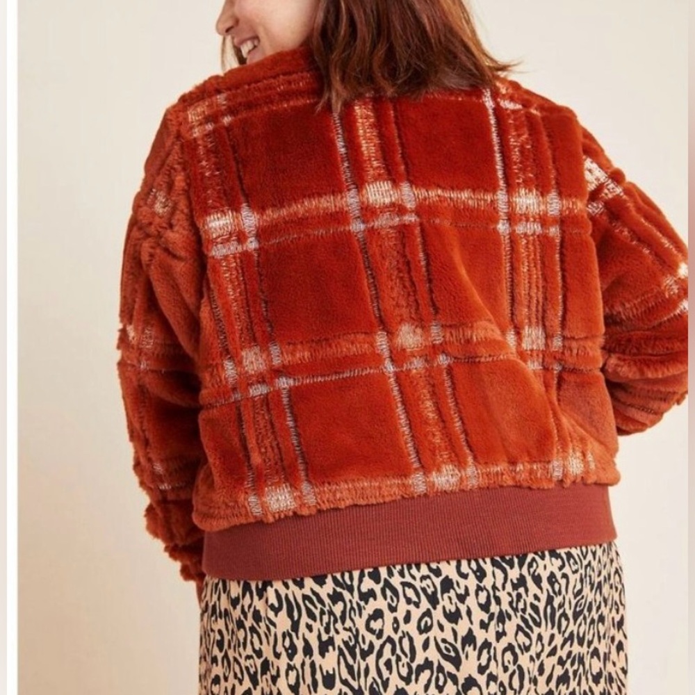 Sz 1X Anthropologie Rust Teddy Jacket - Picture 3 of 6